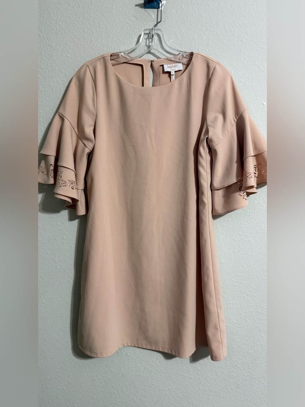 Laundry By Shelli Segal Nude Blush Ruffle-Sleeve Midi Dress